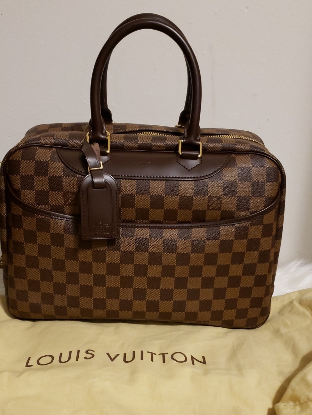 Louis Vuitton Damier Ebene Checkerboard Top-Handle Briefcase in Brown